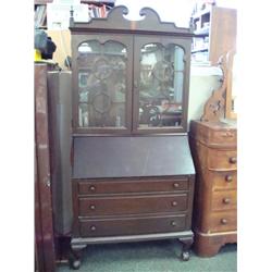 Early 20th C. Mahogany Bookcase Secretary: