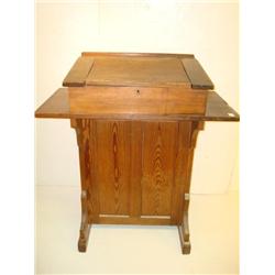 19th Cent. Pine Teacher's Podium with Slant Top Desk: