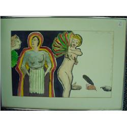 Signed KITTY LEARY Mixed Media on Paper: