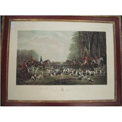 After J W SNOW 19thC Fox Hunt Handcolored Engraving: