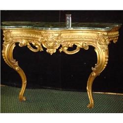 Elaborate 19th C. Italian Marble Top Console Table: