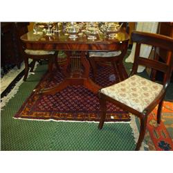 Mahogany Lyre Base Dining Table with 4 Chairs: