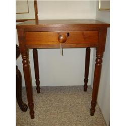 Primitive Single Drawer Pine Side Table: