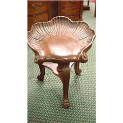 Unique Swivel Stool with Shell Carved Seat: