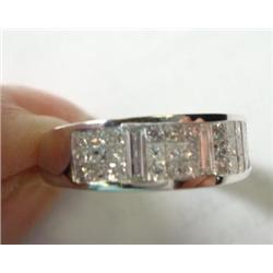 18KT White Gold Band with 1CT Princess Cut Diamonds: