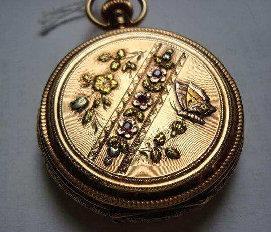 14KT ILLINOIS WATCH CO. Jeweled Ruby Pocket Watch: