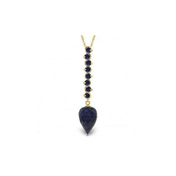 Genuine 14.55 ctw Sapphire Necklace 14KT Yellow Gold - REF-52R9P