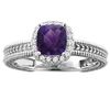 Image 1 : 1.60 CTW Amethyst & Diamond Ring 14K White Gold - REF-45H3M