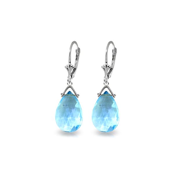 Genuine 10.20 ctw Blue Topaz Earrings 14KT White Gold - REF-28Z9N