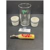 Image 1 : Rare Vintage 7UP Glass, Medalta Egg Cups and CAL Ginger Ale Opener