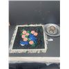 Image 1 : Vintage Satin Needlework Pillow Cover and Tray with Cool Bakelite Handle