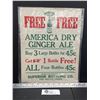 Image 1 : 1930s Cardboard Sign American Ginger Ale Fort William Canada 11 x 14"