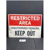 Image 1 : Hard Plastic Restricted Area Keep Out Sign 10 x 14"