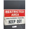 Image 2 : Hard Plastic Restricted Area Keep Out Sign 10 x 14"