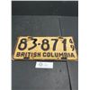 Image 1 : Vintage 1949 BC License Plate