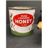 Image 2 : Vintage Pure Canadian Honey Tin plus Vintage Stuffed Bear