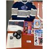 Image 2 : Collectible Lot - Kids Size 8 Vancouver Canucks Jersey, Pucks, Mini Stick, Etc
