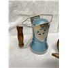 Image 2 : Vintage Railway Lantern with Antique Butter Churn