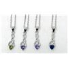 Image 1 : 4 New Sterling Silver Heart Gemstone Necklaces