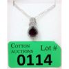 Image 1 : Garnet & Diamond Sterling Silver Pendant