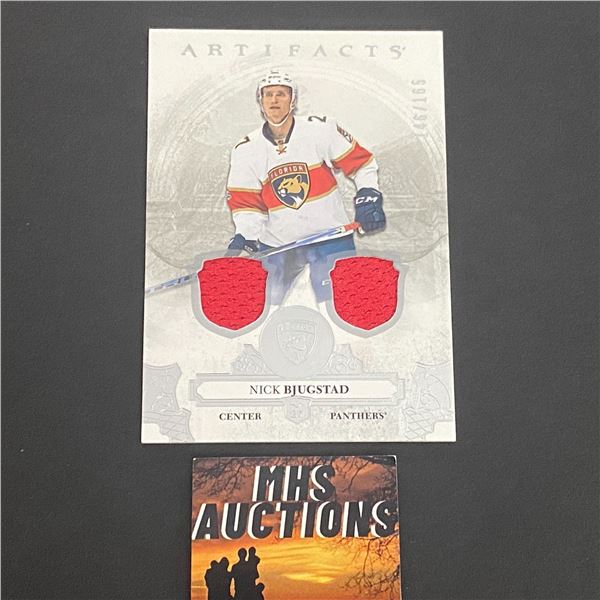 NICK BJUGSTAD DUAL JERSEY CARD 2017/18 U.D ARTIFACTS #146 OF 165 MADE (ref2199)