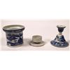 Image 2 : Blue & White Transferware Candle Holder Set  [142401]