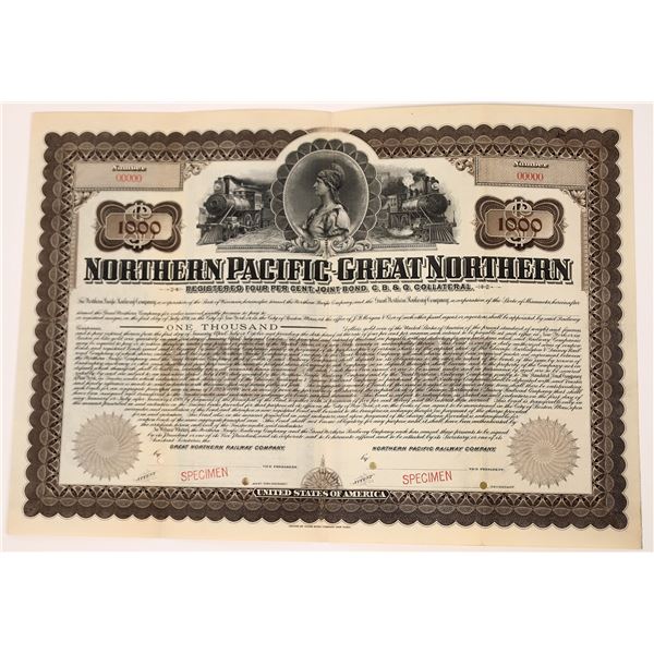 Northern Pacific-Great Northern Railway Specimen Bond  [134554]