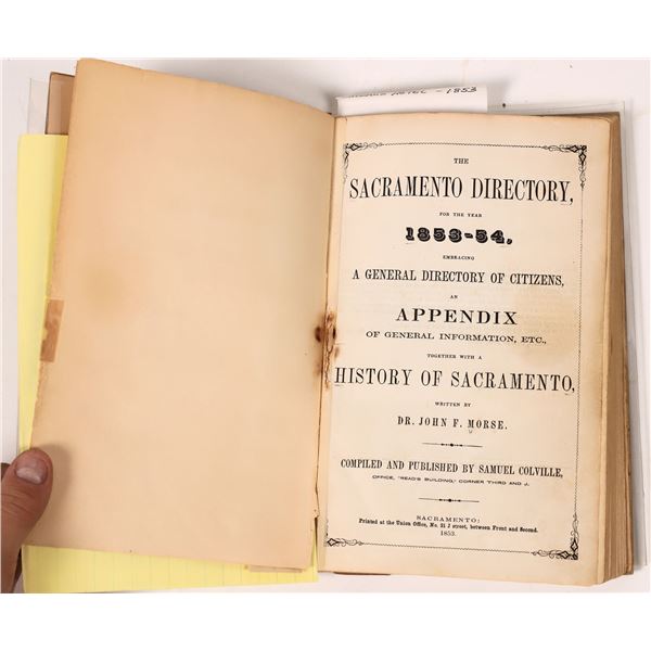 Sacramento Directory, 1853-1854, Colville, Morse  [145583]