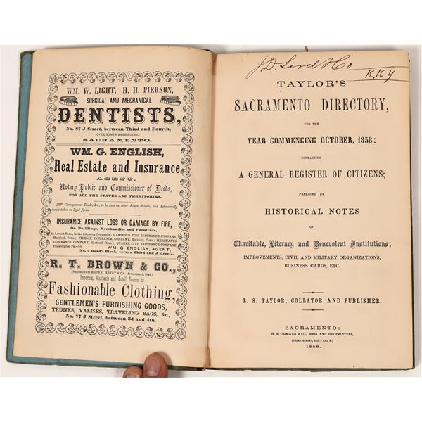 Sacramento Directory, 1858-1859, Taylor  [145582]