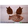 Image 2 : Koa Wood Book Ends,Decorative Fish