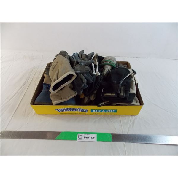 Box of assorted work gloves