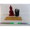 Image 1 : Buddha ceramic figure, crib board, pen/pencil holder with misc inside