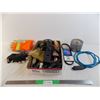 Image 1 : Surge protectors, short extension cord + work gloves, misc