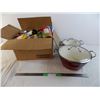 Image 1 : (2) Heritage cooking pots + box of animal attracting expired foods (not for human consumption)