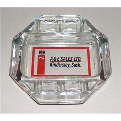 IH Glass Ashtray from Kindersley, Sask, Canada
