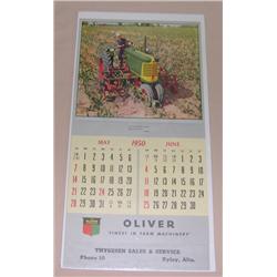 1950 Oliver Calendar from Ryley, Alta, Canada