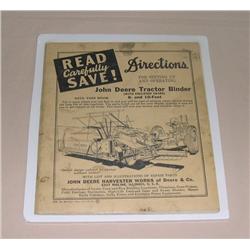 JD Grain Binder Operator's Manual