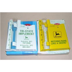 (2) JD 2-leg Deer logo Rain gauges--both NIB