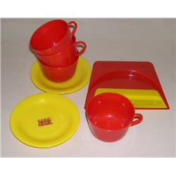 (4) Minneapolis-Moline Cup & Saucer Sets along with a matching crumb tray