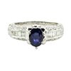 Image 2 : 2.45 ctw Oval Mixed Blue Sapphire And Diamond Straight Line Ring - 18KT White Go