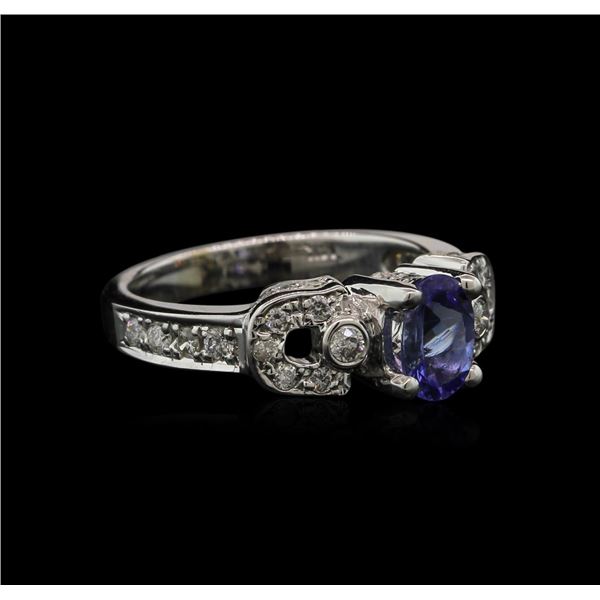 0.82 ctw Tanzanite and Diamond Ring - 14KT White Gold