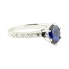 Image 1 : 1.73 ctw Blue Sapphire and Diamond Ring - 14KT White Gold