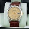 Image 2 : Rolex Mens 2T Champagne Index Wristwatch With Brown Leather Band With Rolex Box