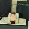 Image 3 : Rolex Mens 2T Champagne Index Wristwatch With Brown Leather Band With Rolex Box