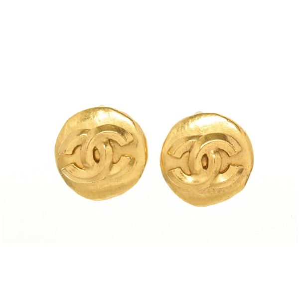Chanel Gold Round CC Earrings