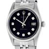 Rolex Mens 36 Stainless Black Diamond Oyster Perpetual Datejust Wristwatch