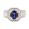 Image 2 : 2.51 ctw Blue Sapphire And Diamond Ring - 18KT White Gold