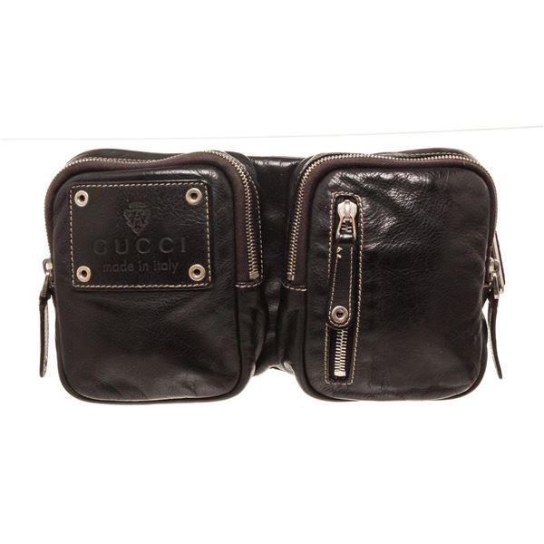 Gucci Black Leather Waist Bag