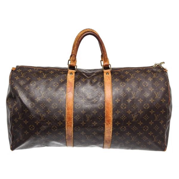 Louis Vuitton Brown Monogram Canvas Keepall 55cm Travel Bag