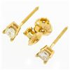 Image 4 : New 14K Yellow Gold Princess Cut Solitaire Stud Earrings